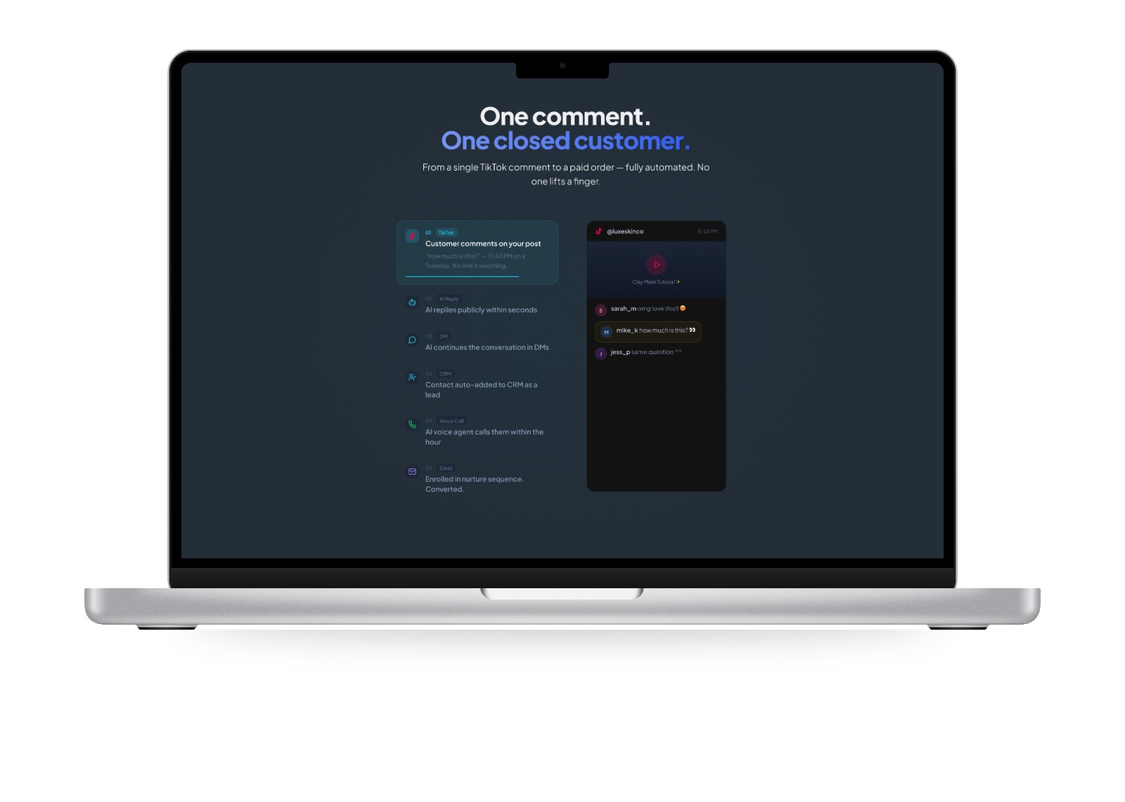 Base360 landing page — comment to customer story