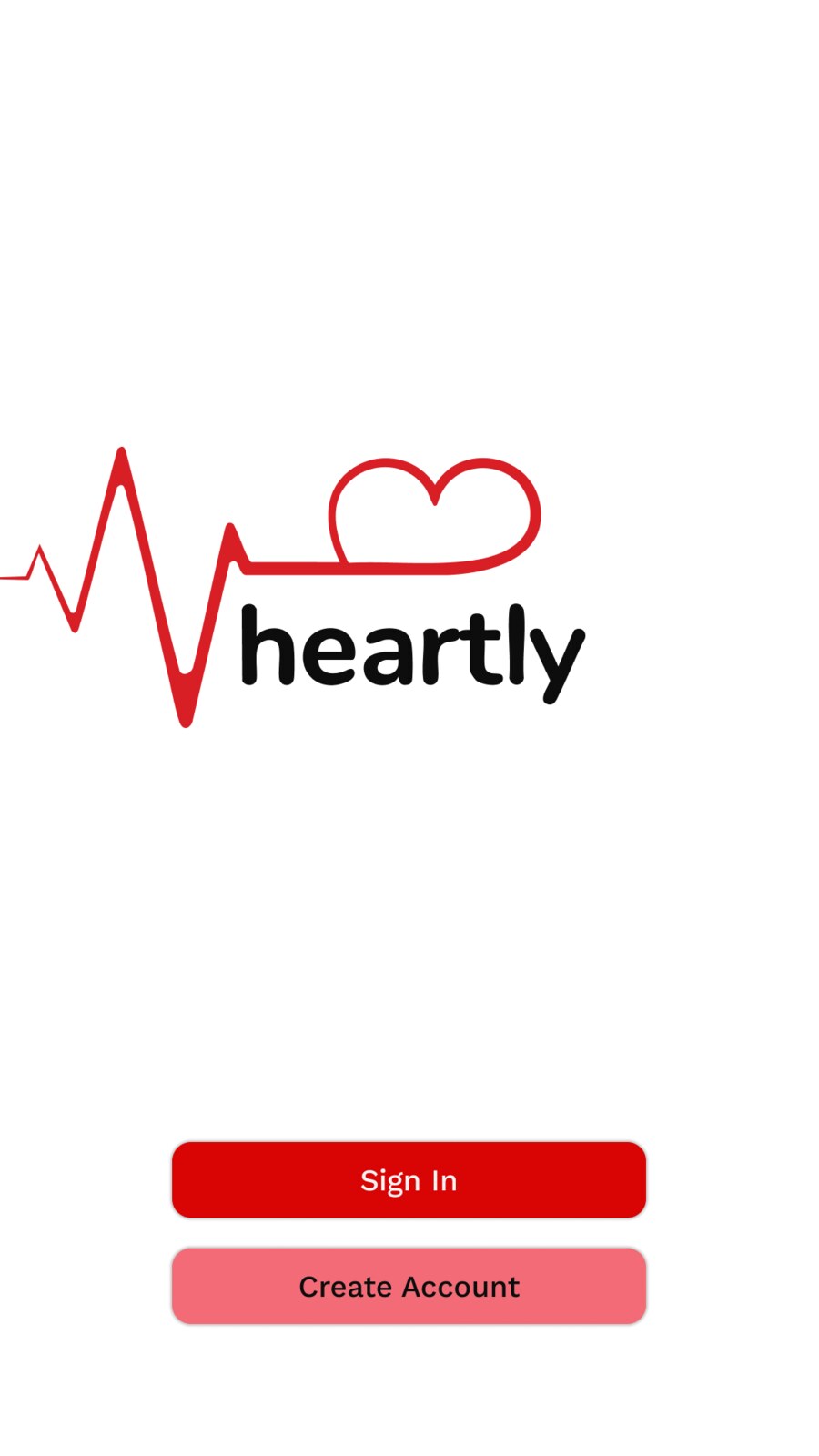 Heartly app load screen with logo