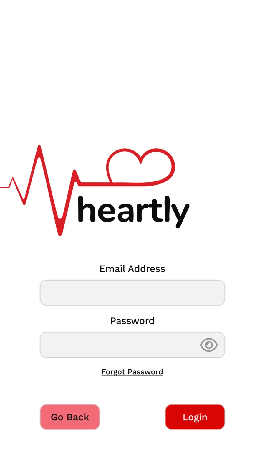 Heartly app sign-in screen