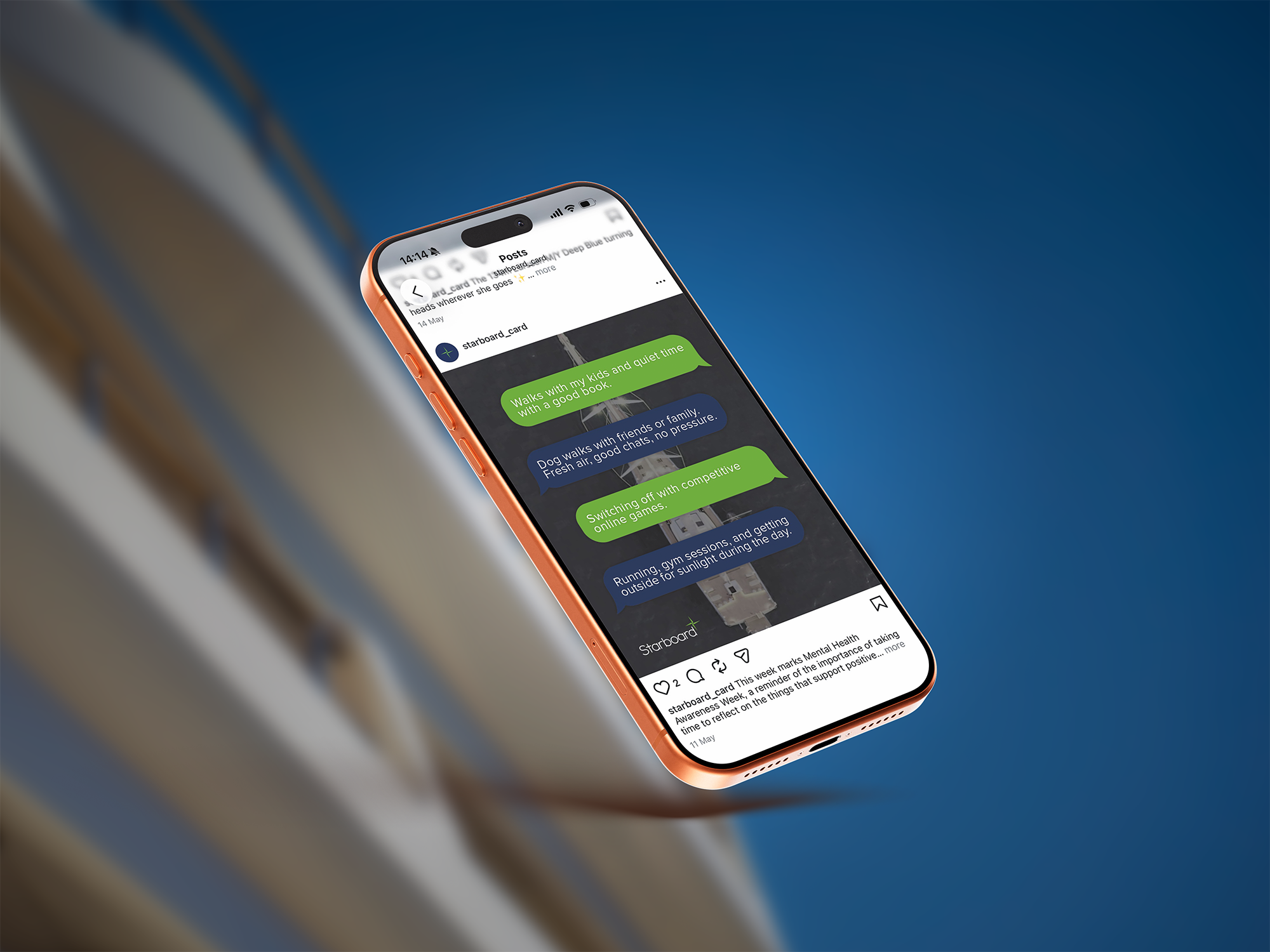 Starboard Card Instagram posts shown on an iPhone
